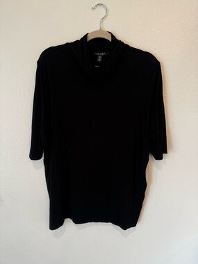 LRL Ralph Lauren Women's Black Cowl Neck Short Sleeve T Shirt 2XL Soft Stretchy